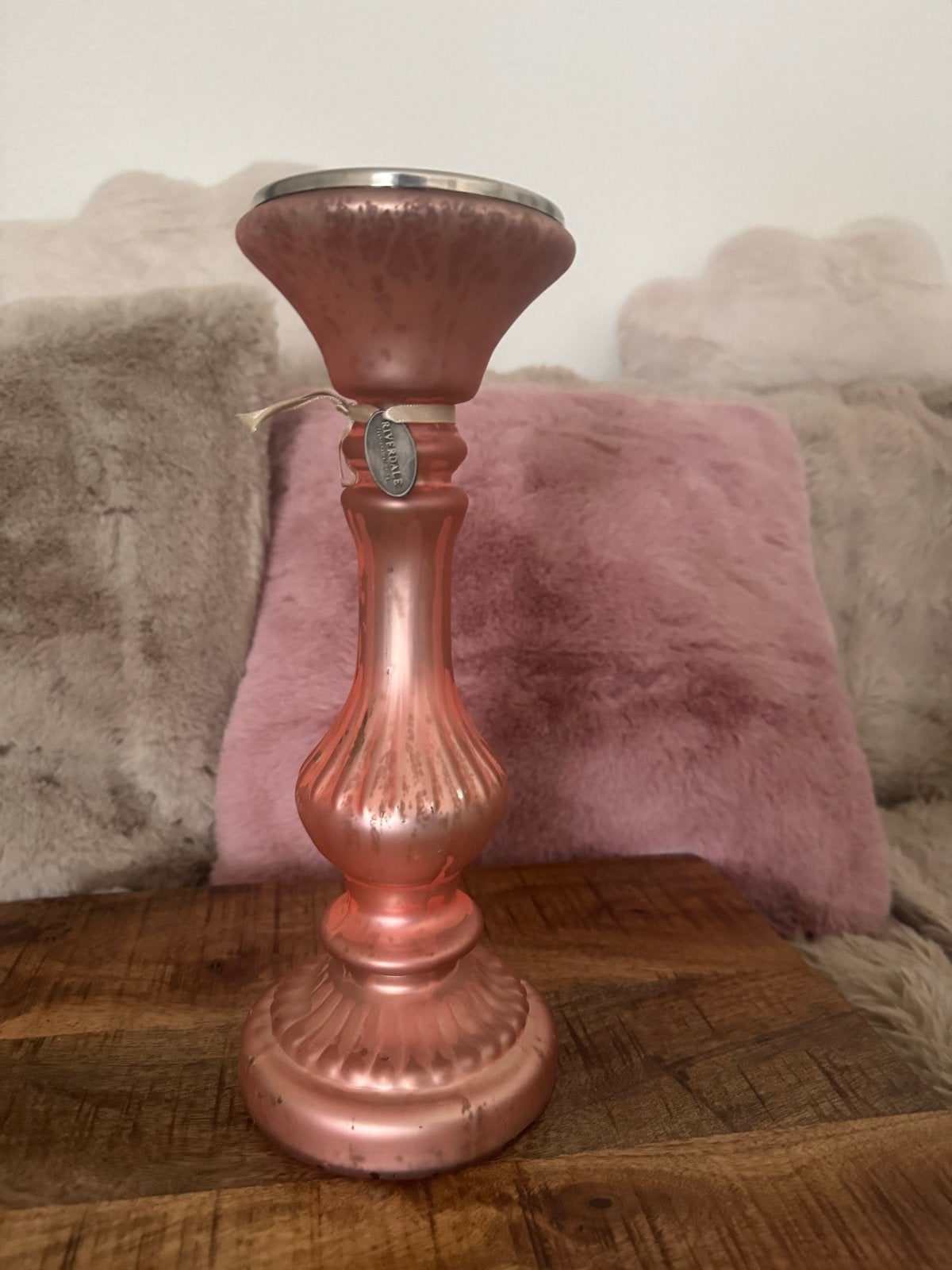 Riverdale Kandelaar Glas - Zo goed als nieuw, Riverdale, Ophalen of Verzenden, Roze, Kandelaar