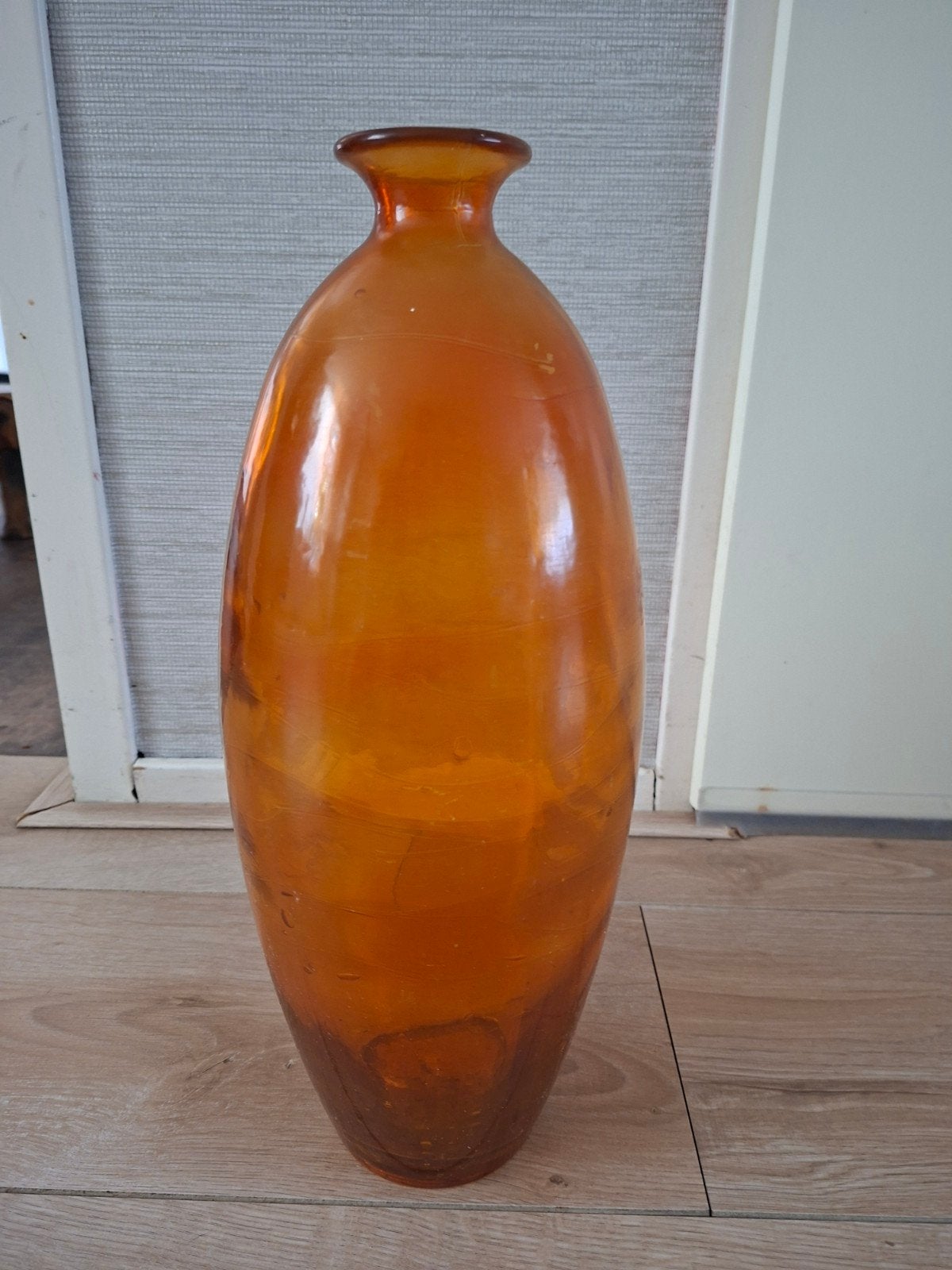 mooie oranje vaas, Oranje, Ophalen of Verzenden, 38 cm, Glas