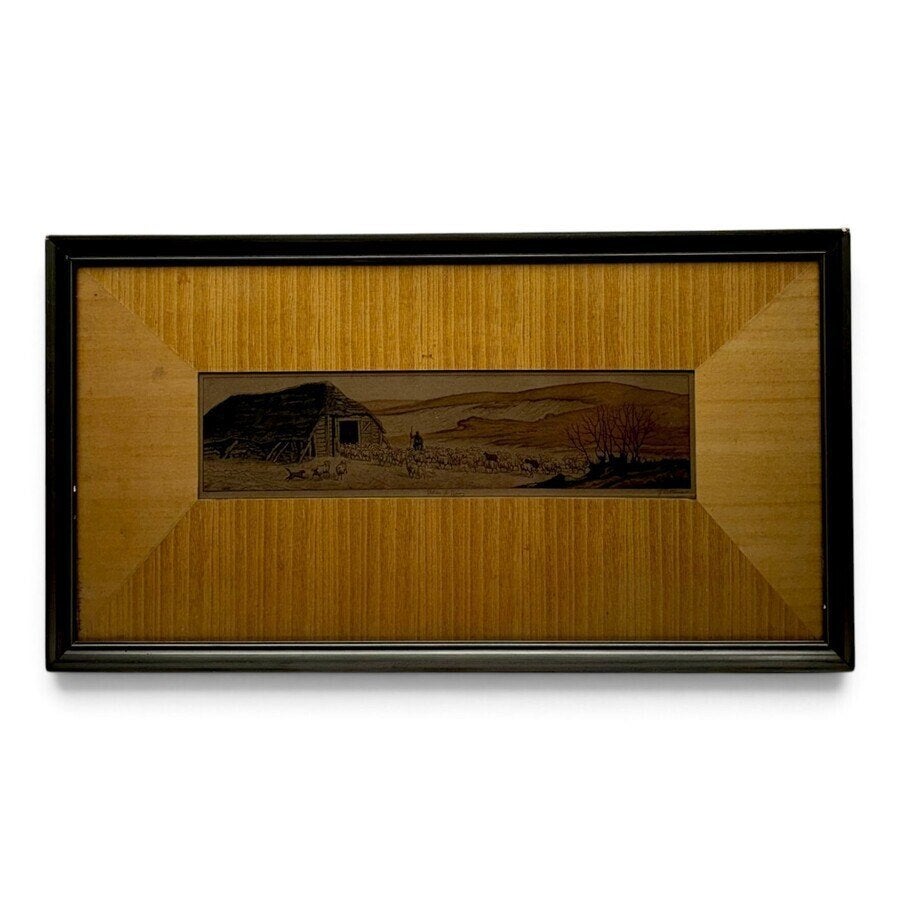 Tjeerd Bottema (1884-1978) 'naar de kooi', Ophalen of Verzenden, Dagelijks leven, Ets, Gesigneerd