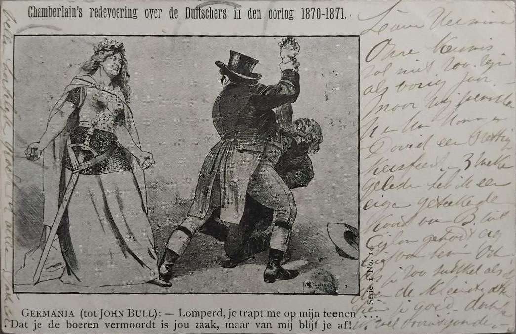 Spotprent Ansichtkaart (1901) - Boerenoorlog / Germania, Ophalen of Verzenden, Voor 1920, Gelopen