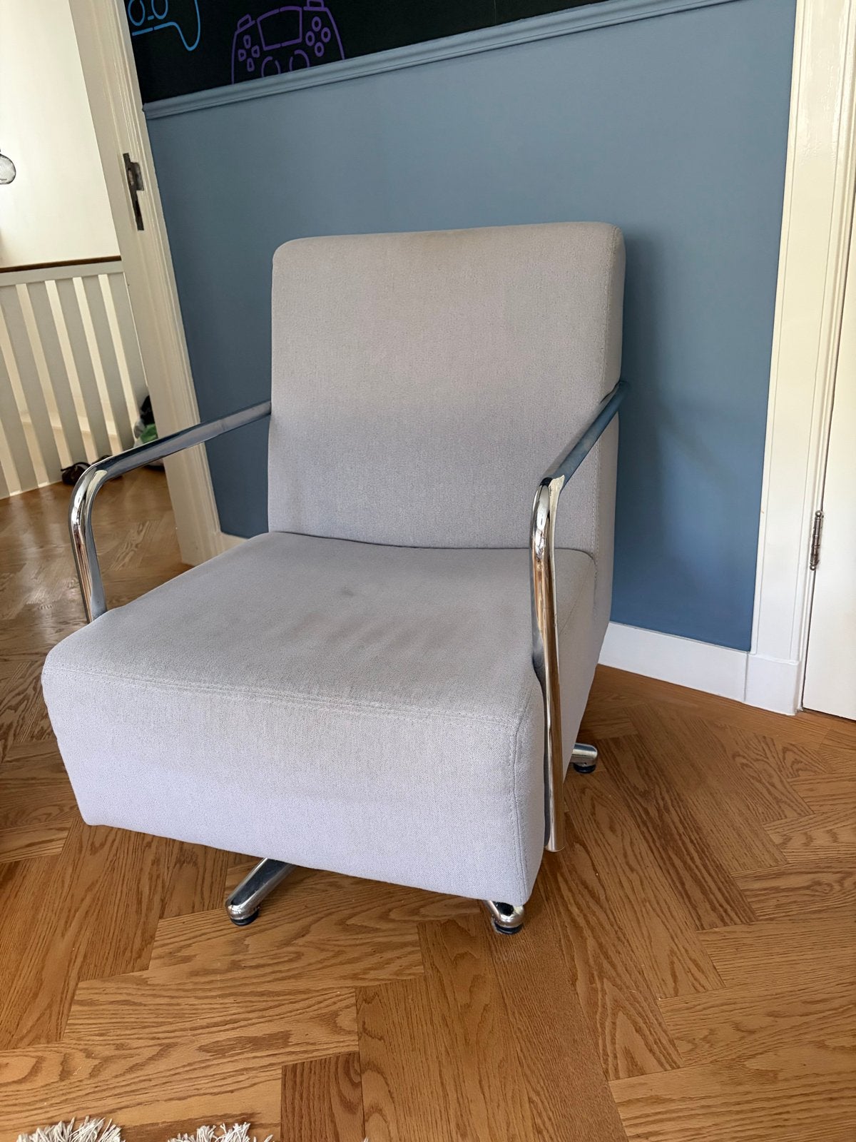 Grijze draaifauteuil- nette staat!, Ophalen, Minder dan 75 cm, Zo goed als nieuw, 75 tot 100 cm