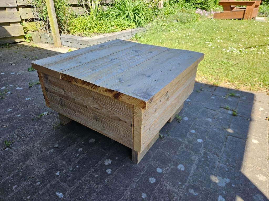 Steigerhouten bijzet tafeltje 60x58x33 cm, Tuin en Terras, Tuintafels, Ophalen, Zo goed als nieuw, Rechthoekig, Hout
