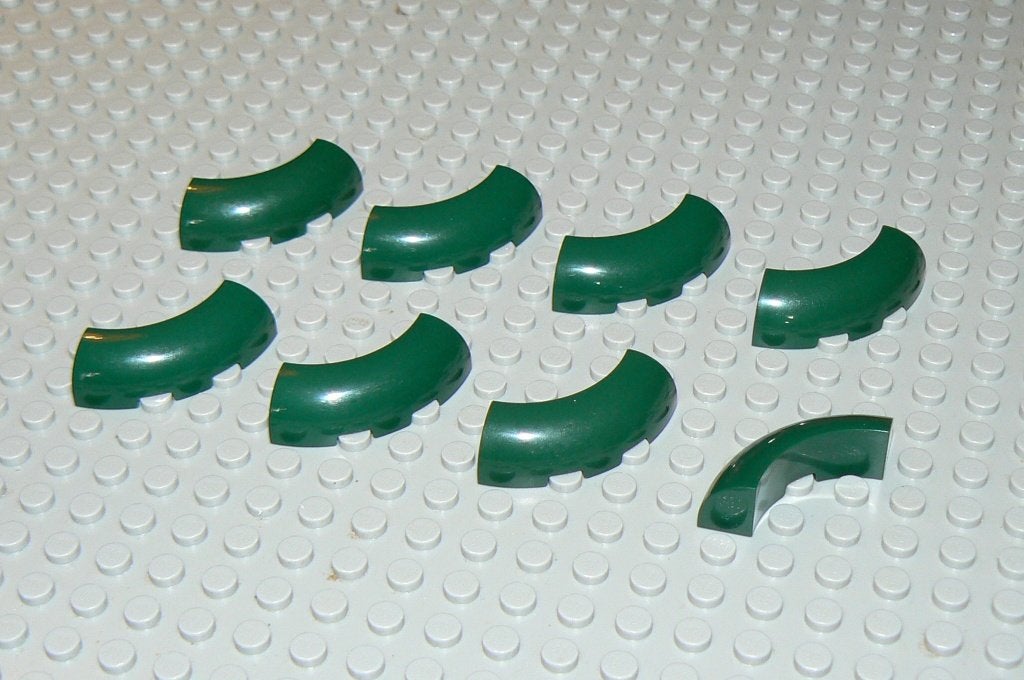 L632 Gebogen stenen 3x3 donker groen 8 st., Ophalen of Verzenden, Nieuw, Losse stenen, Lego
