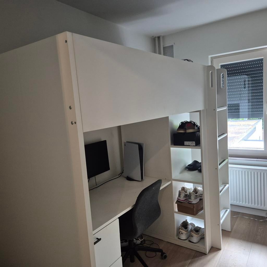 Hoogslaper met bureau en opbergruimte Ikea, Ophalen, Gebruikt, Eenpersoons, 200 cm