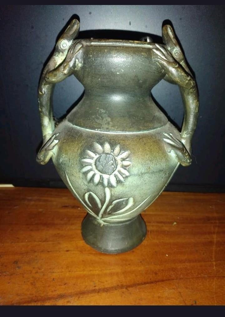 Antieke Art Nouveau Amphora Vaas met Salamander Handvatten, Ophalen of Verzenden