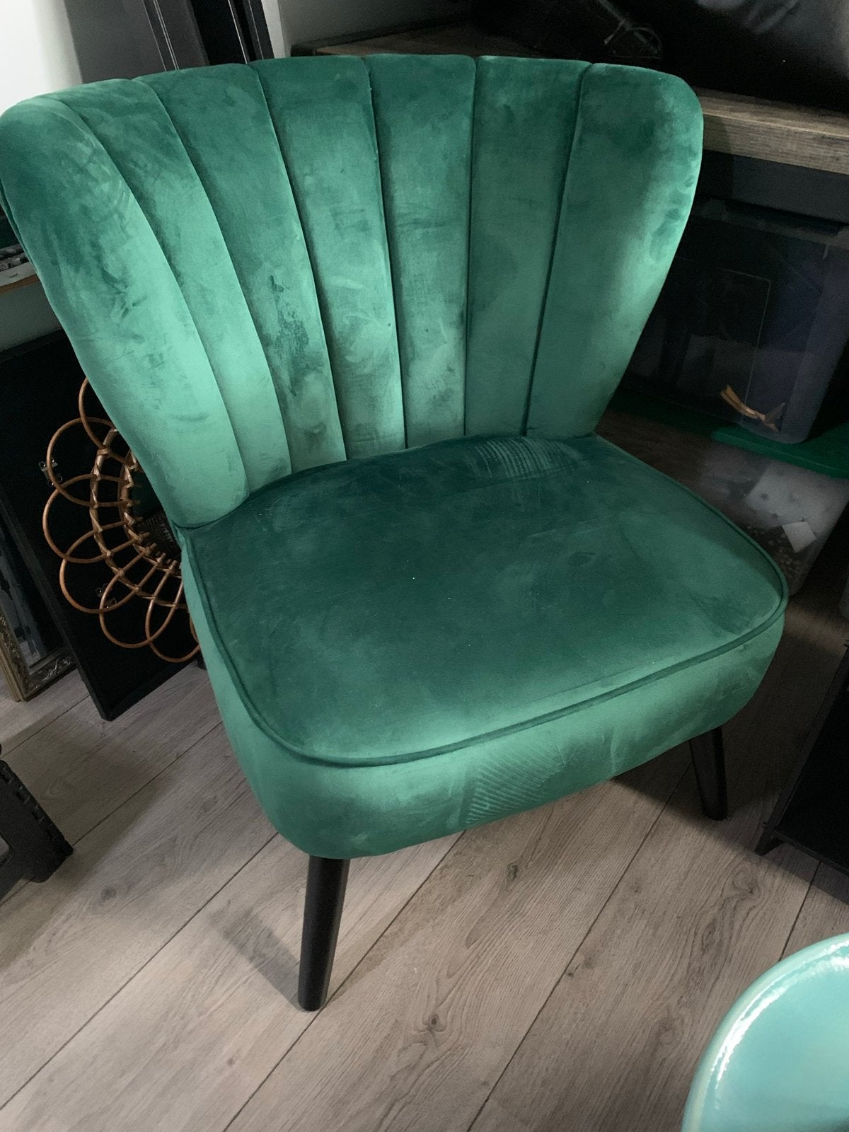 Groene fluwelen stoel - Zo goed als nieuw, Ophalen, Overige kleuren, Zo goed als nieuw, Eén
