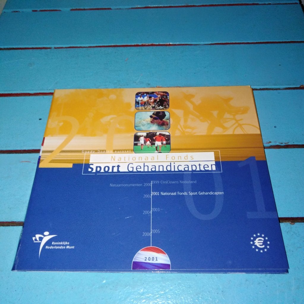 Nederlandse euromuntset uit 2001 Sport Gehandicapten, Ophalen, Koningin Beatrix, Euro's, Setje