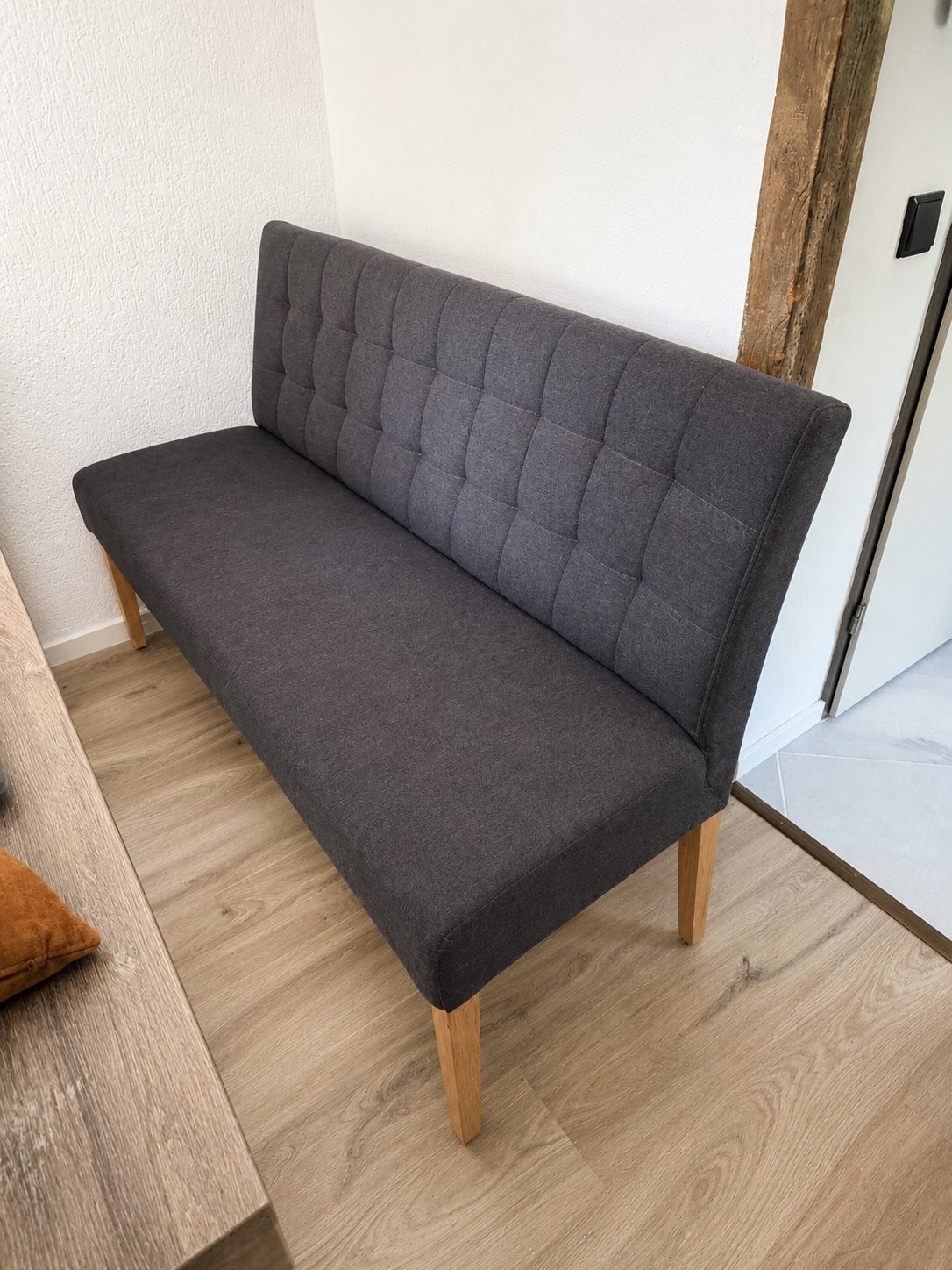 Stijlvolle Grijze Stoffen Eetbank en Stoelen Set, Huis en Inrichting, Banken | Bankstellen, Ophalen, 150 tot 200 cm, Driepersoons