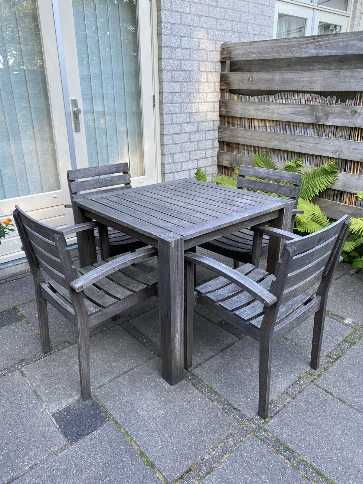 Tuinset van Exotan Hardhout met kussens met wasbare hoezen., Ophalen, Gebruikt, Hardhout, 4 zitplaatsen