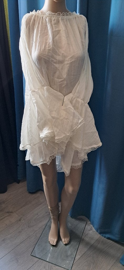 Witte Off-Shoulder Blouse met Ruches en Kant, Verzenden, Beige, Maat 46/48 (XL) of groter, Charades