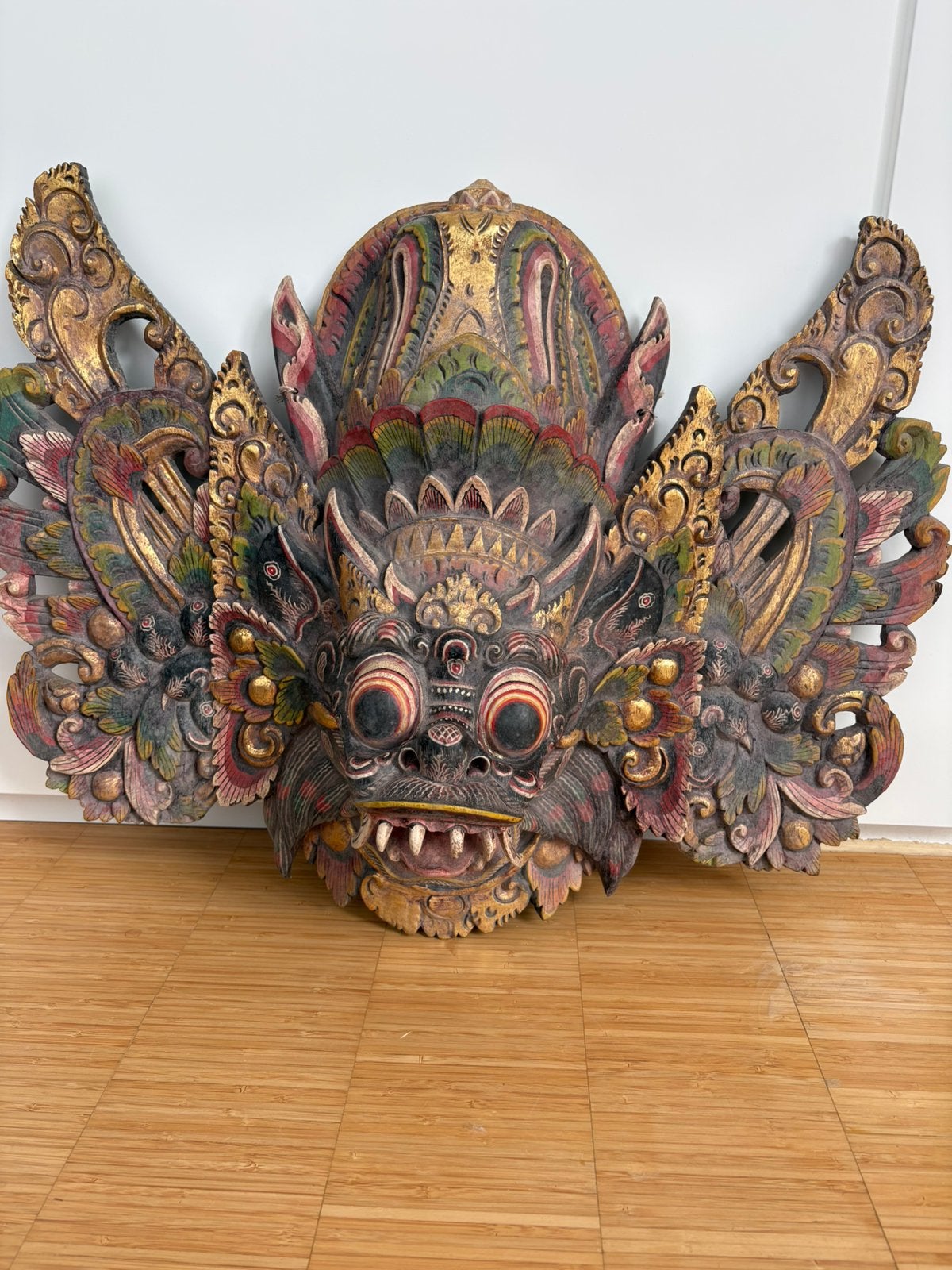 Indonesisch handgesneden houten Barong masker (3 delen), Ophalen, Overige onderwerpen, Handgemaakt, Hout