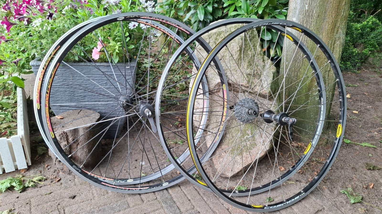 Mavic Cosmos en Aksium race wielen set, Gebruikt, Aluminium, Mavic, Racefiets