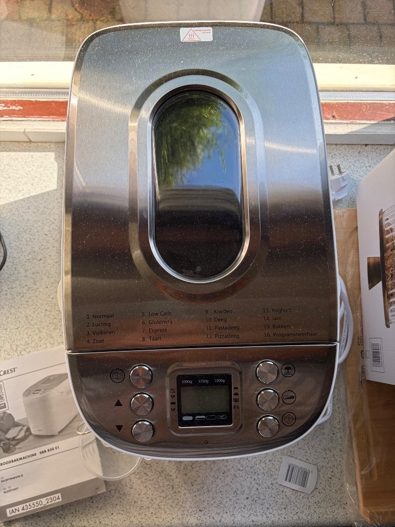Broodbakmachine, Zo goed als nieuw, 1200 tot 1600 gram deeg, Kijkvenster, Ophalen