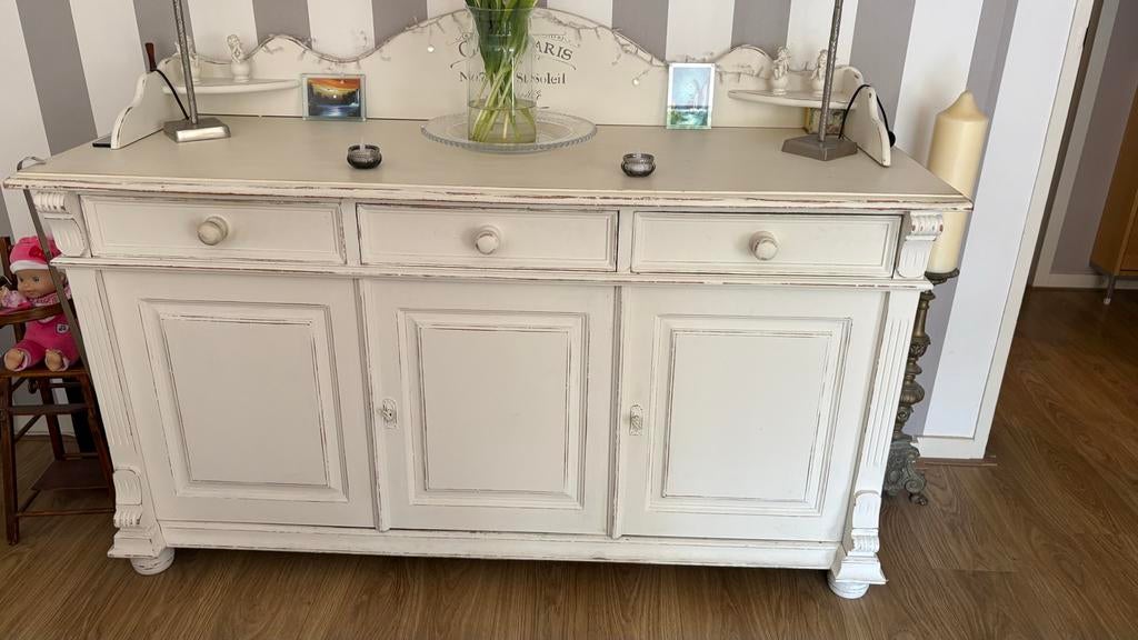 Sfeervol dressoir/sideboard 'Cafe Paris', Ophalen, Gebruikt, 150 tot 200 cm, Met lade(s)