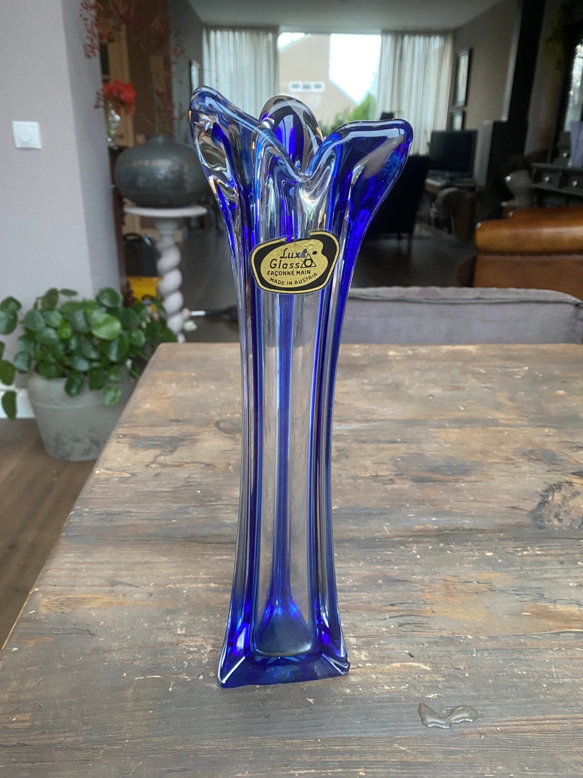 Lux Glass façonné main vaasje., Antiek en Kunst, Ophalen of Verzenden