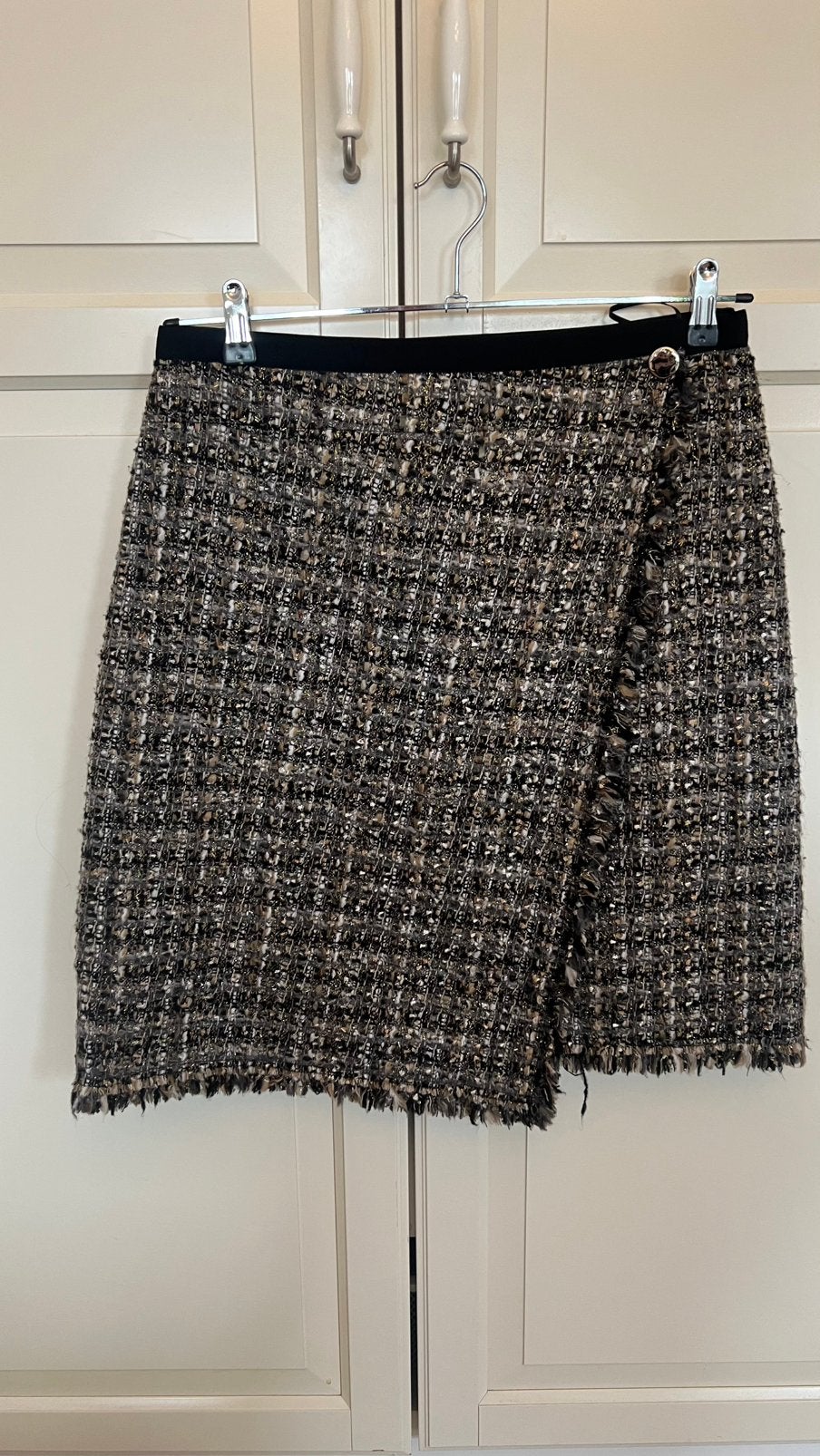 Vanilia Tweed Wikkelrok M40, Kleding | Dames, Rokken, Maat 38/40 (M), Zwart, Ophalen of Verzenden, Zo goed als nieuw
