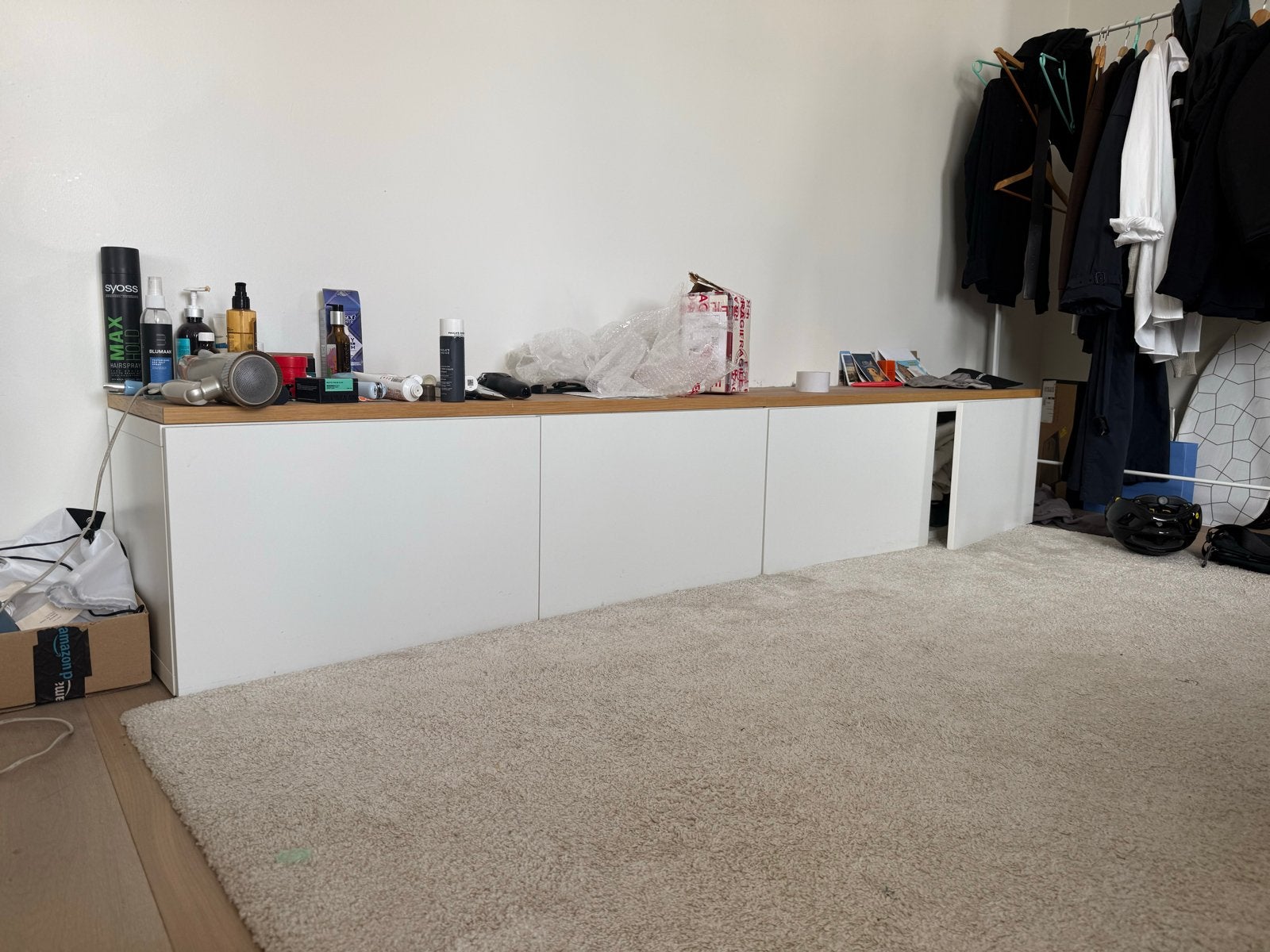 2x IKEA BESTÅ kast/dressoir met eikenfineer blad en deuren, Ophalen, Gebruikt, 200 cm of meer, 25 tot 50 cm