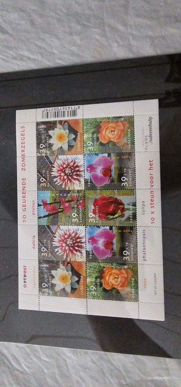 Postzegelvel 10 Geurende Zomerzegels 2002 - Ouderenhulp, Postzegels en Munten, Verzenden, Na 1940, Postfris
