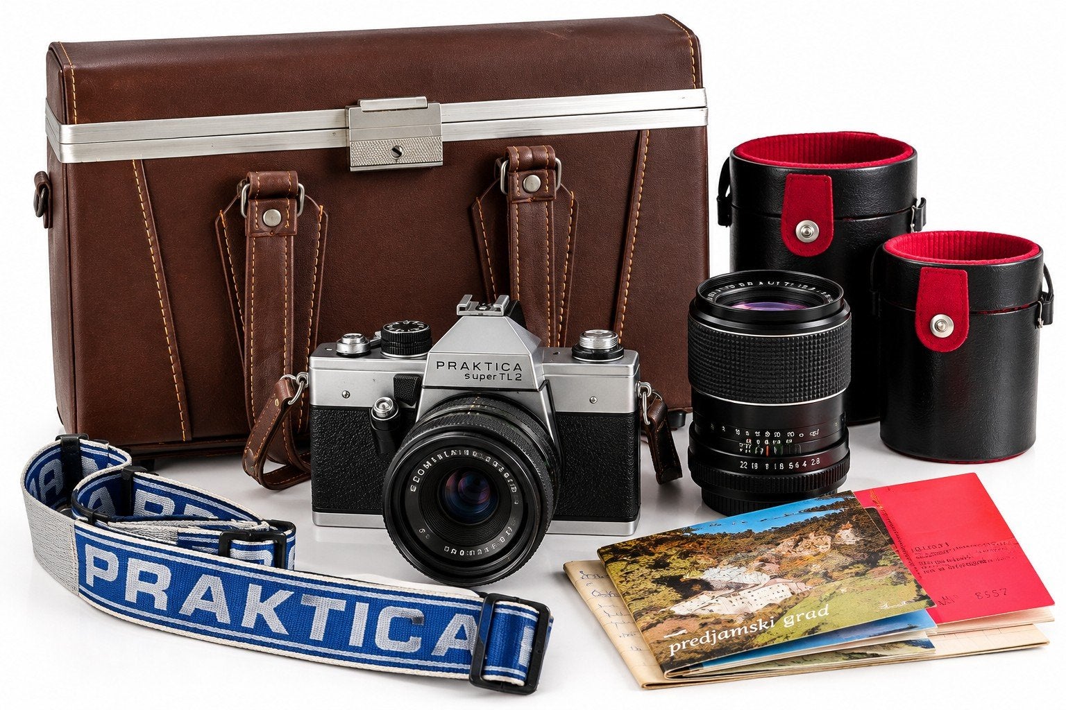 Praktica Super TL2 analoge camera + 2 lenzen en koffer, Ophalen of Verzenden, Zo goed als nieuw, Spiegelreflex, Overige Merken
