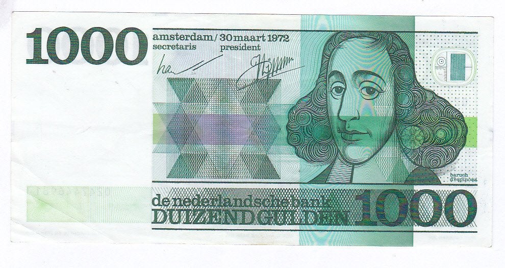 1000 gulden 1972 Spinoza voor 340 euro, Ophalen of Verzenden, 1000 gulden, Los biljet