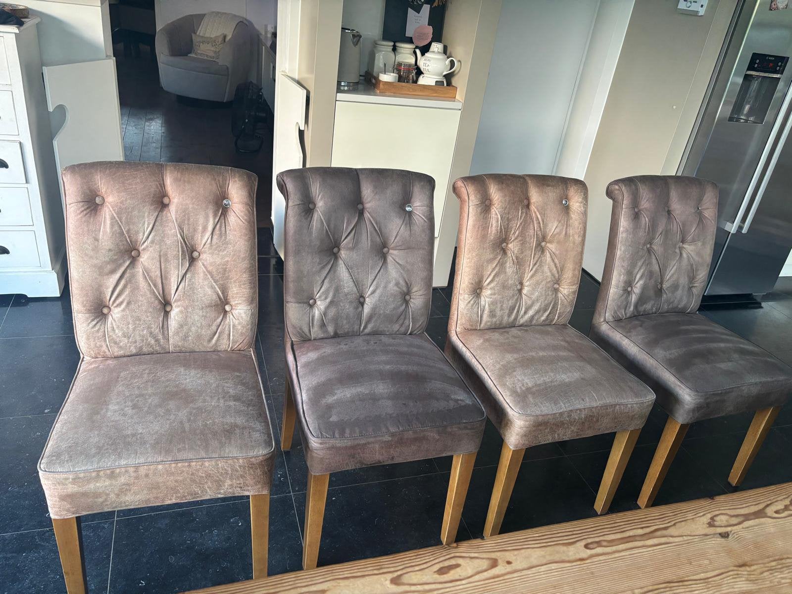 Riviera Maison eetkamer stoelen 2 verschillende kleuren 2x2, Ophalen, Overige kleuren, Leer, Zo goed als nieuw