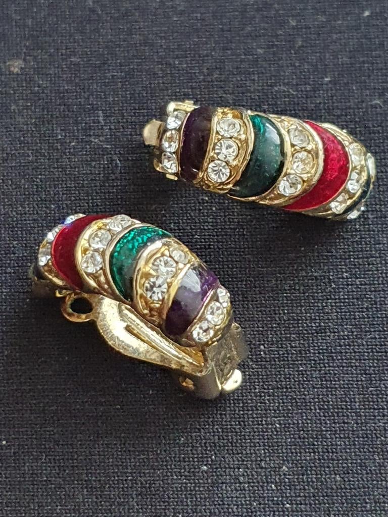 Vintage oorbellen aparte kleuren Joan rivers?, Ophalen of Verzenden, Overige kleuren, Overige materialen