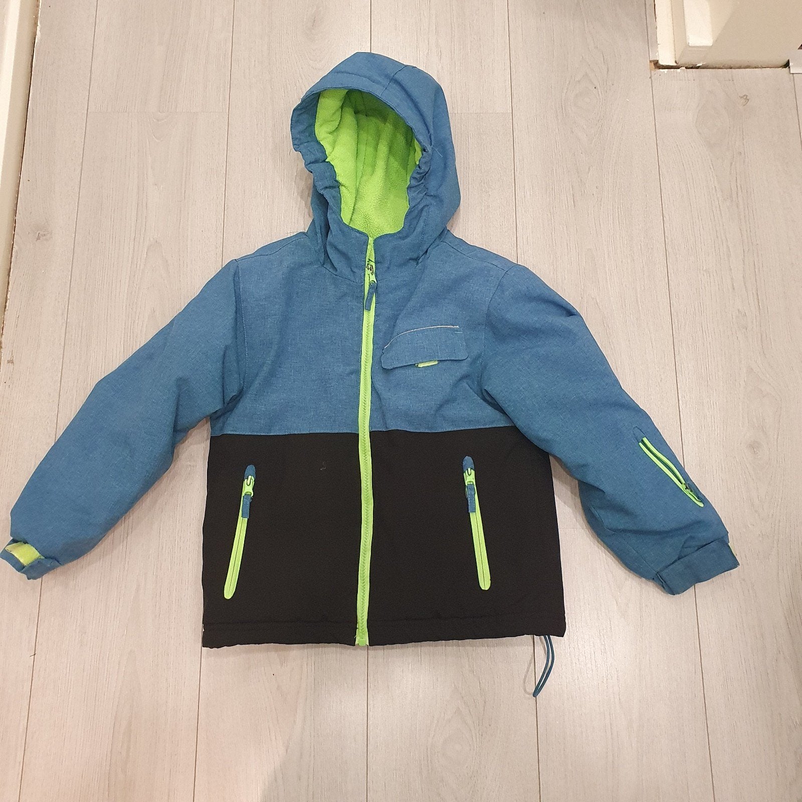Kinder ski-jas - Blauw/Zwart met neon details, Ophalen, Gebruikt