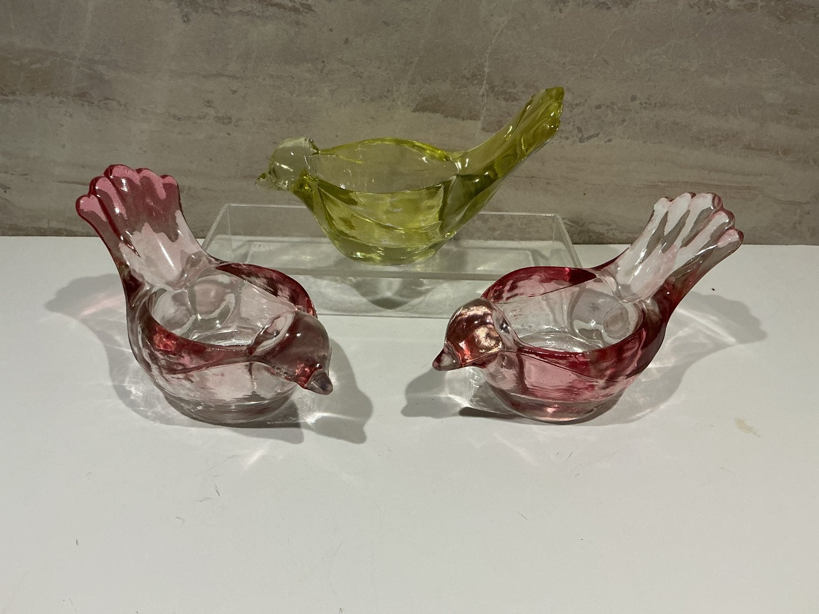 Glazen Vogel Theelichthouders - Set van 3, Antiek en Kunst, Antiek | Glas en Kristal, Verzenden