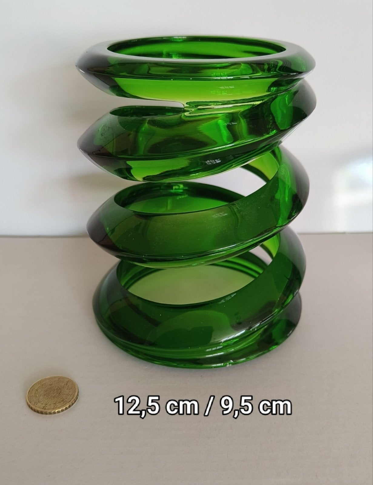 Groene glazen spiraal- Uniek design, Ophalen of Verzenden