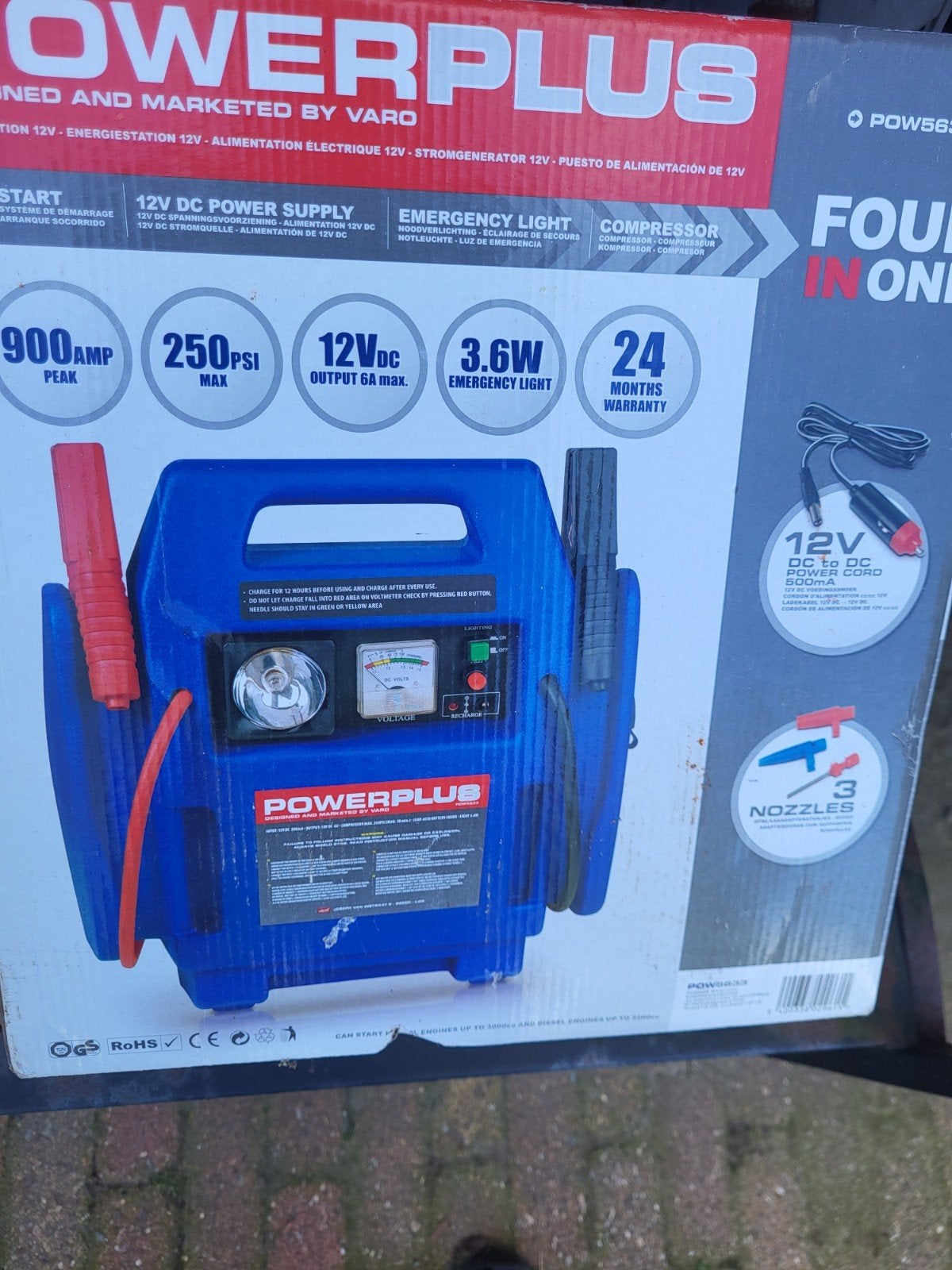 Powerplus 4-in-1 Powerst: Startbooster, Compressor, Lic, Ophalen of Verzenden