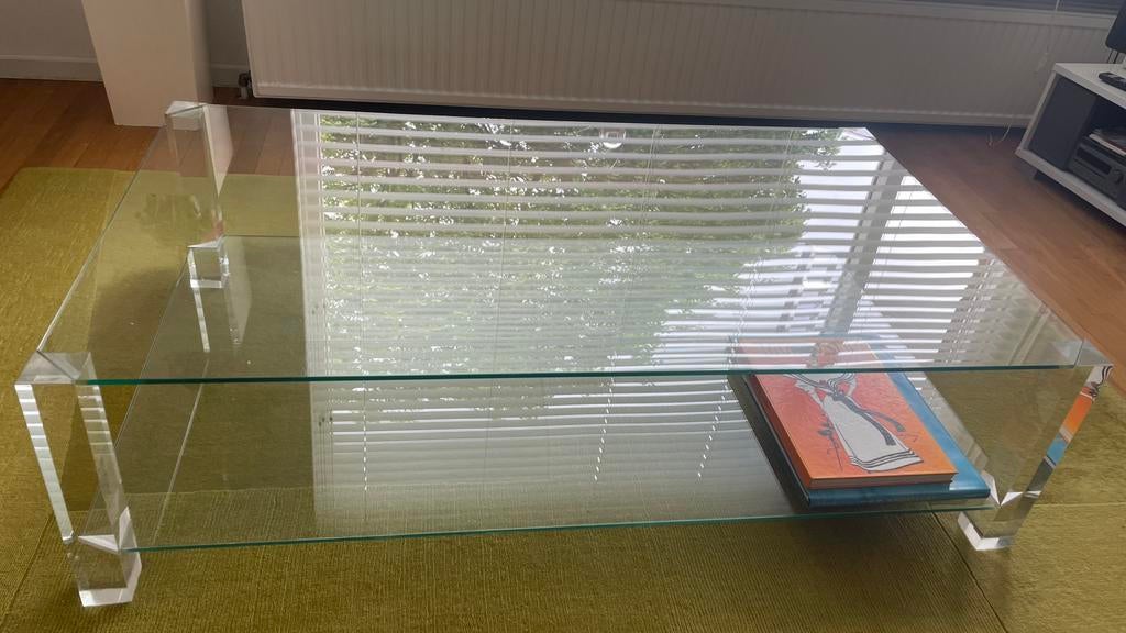 Glazen salontafel, Ophalen, 100 tot 150 cm, 50 tot 100 cm, Zo goed als nieuw