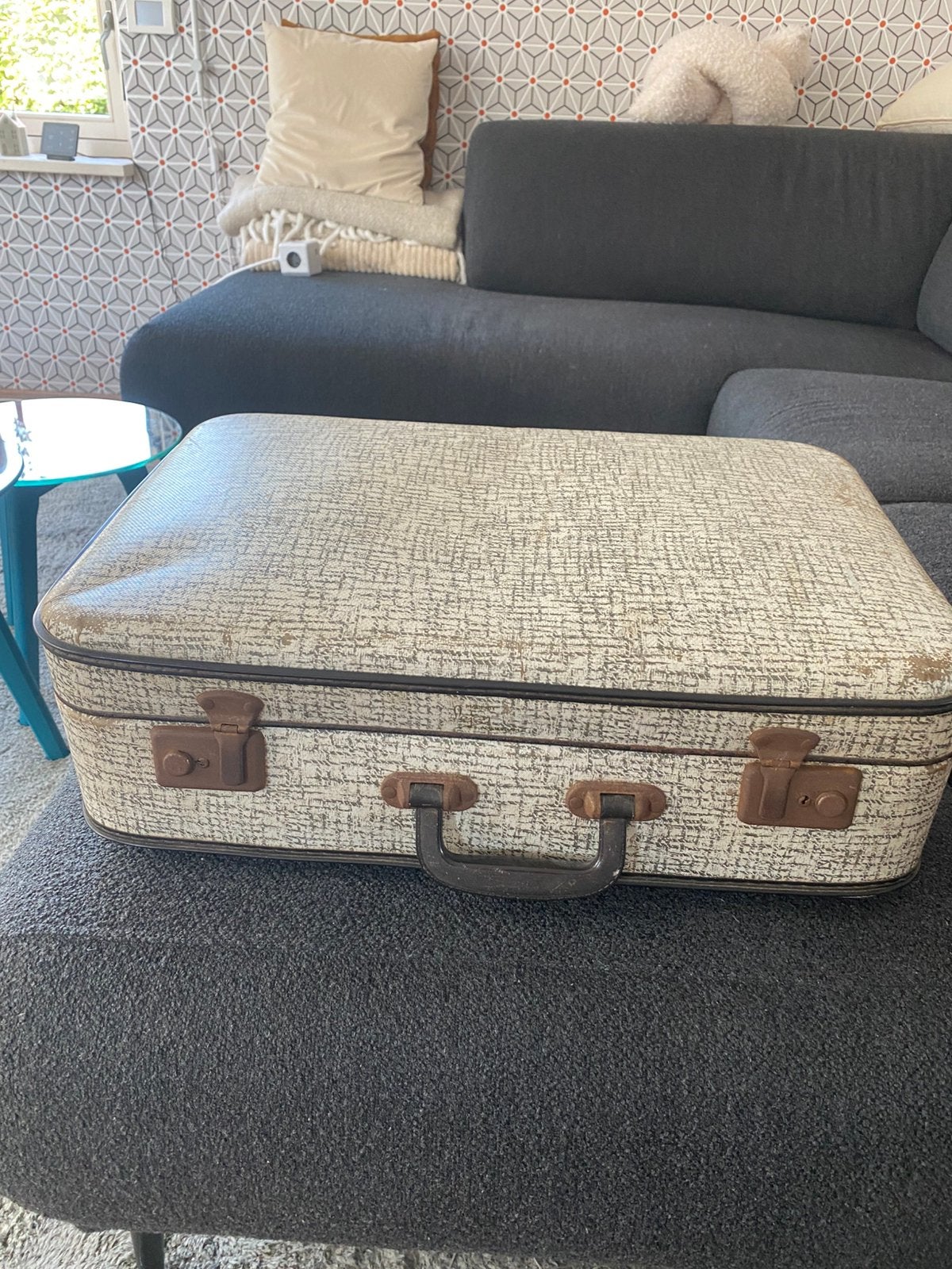 Vintage Lejan Amsterdam Koffer - jaren 50 €15, Sieraden, Tassen en Uiterlijk, Koffers, Gebruikt, 50 tot 60 cm, Hard kunststof