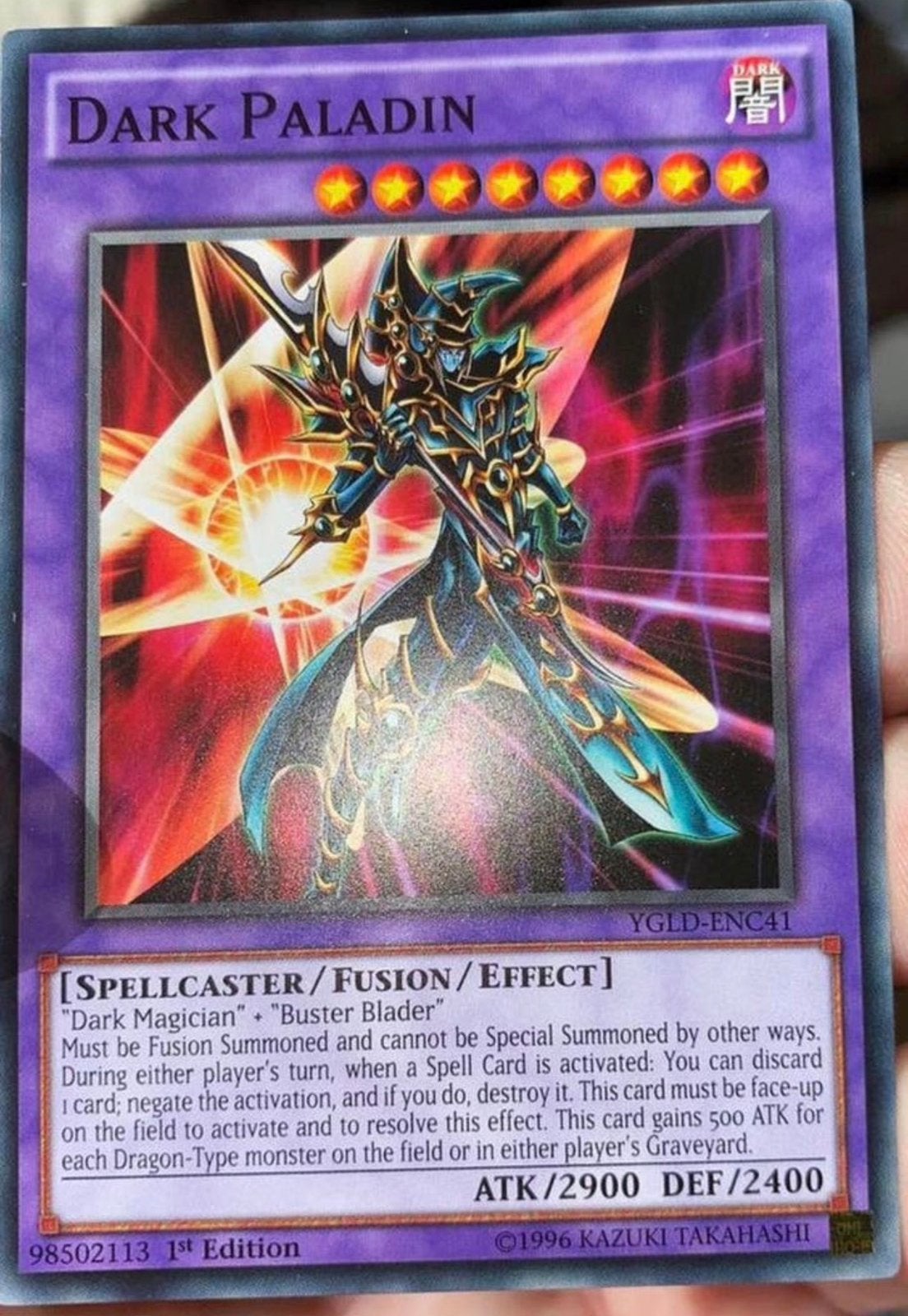 Yu-Gi-Oh! Dark Paladin YGLD 1st Edition !, Hobby en Vrije tijd, Verzamelkaartspellen | Yu-gi-Oh!, Ophalen of Verzenden, Zo goed als nieuw