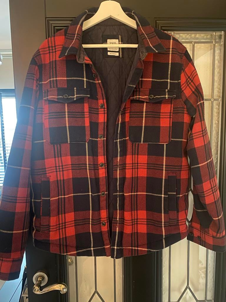 Geruite heren jas / houthakkersjas ZARA, Ophalen of Verzenden, Gedragen, Maat 48/50 (M), Rood