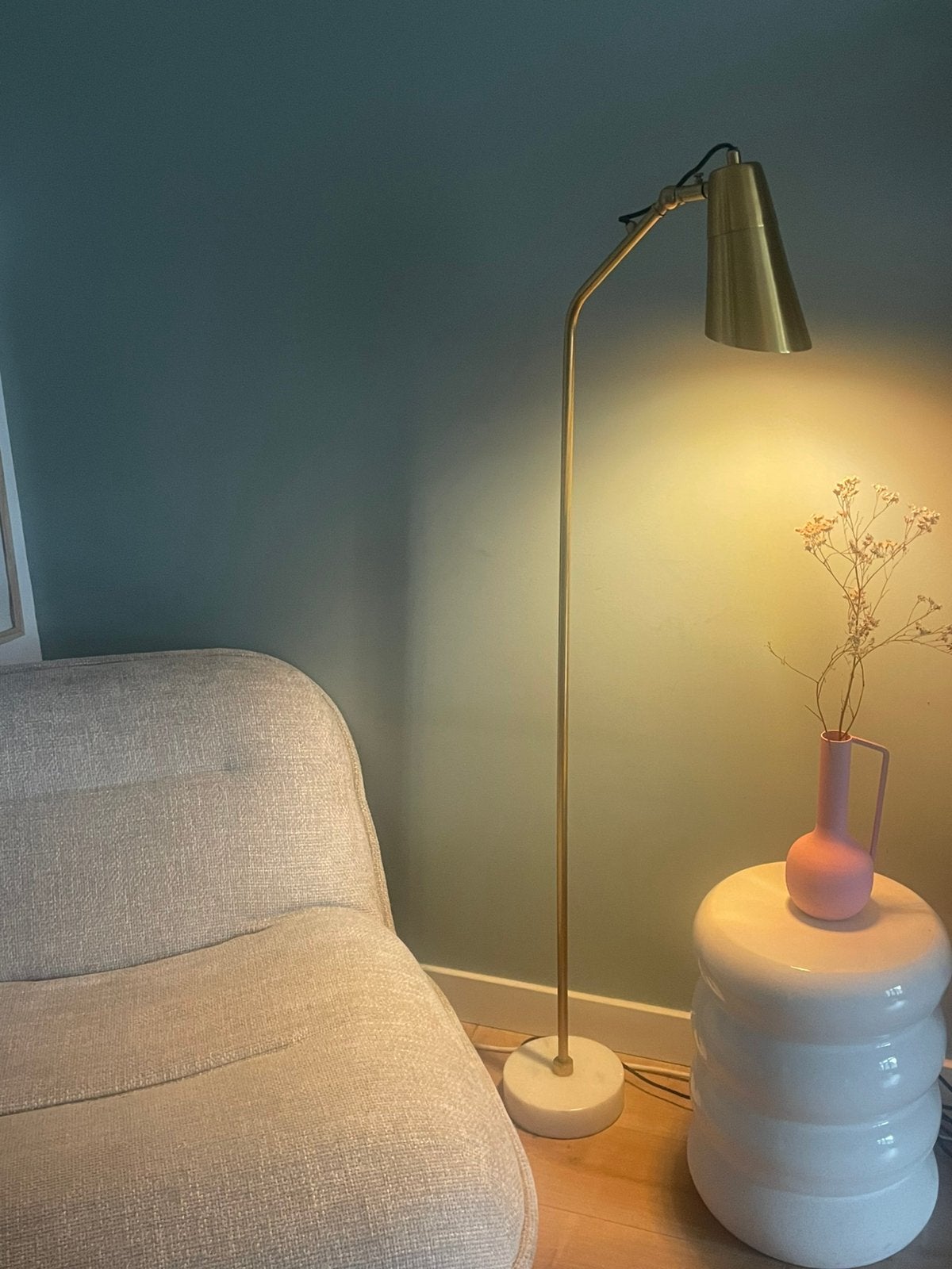 Pols Potten Marble / Marmer Disk Vloerlamp Messing, Huis en Inrichting, Ophalen