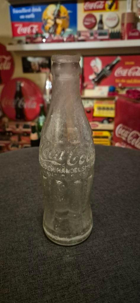 Vintage, glazen, Nederlandstalig Coca-Cola flesje / Fifties, Ophalen of Verzenden, Gebruikt, Verpakking