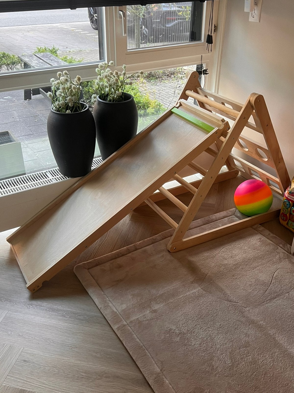 Houten klimrek + glijbaan, Ophalen, Zo goed als nieuw, Rechthoekig, Hout