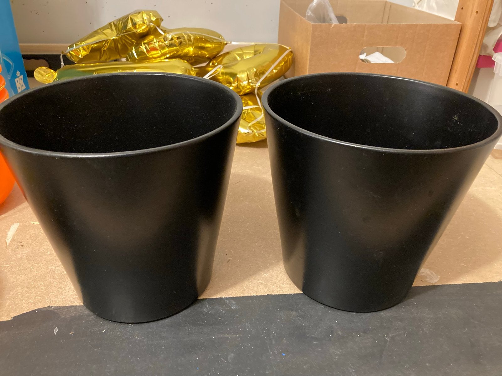 Zwarte aardewerk bloempotten - Ø20x19cm, Rond, Binnen, Ophalen of Verzenden, Zo goed als nieuw