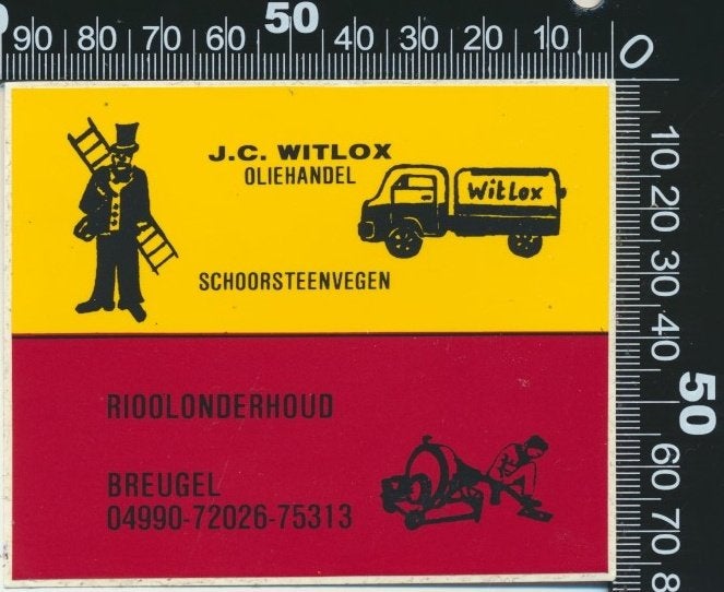 Sticker: Witlox Oliehandel - Schoorsteenvegen, Ophalen of Verzenden, Zo goed als nieuw, Bedrijf of Vereniging