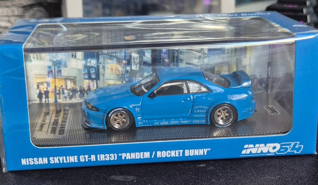 INNO64 Nissan Skyline GTR R33 PANDEM Rocket Bunny Blue, Ophalen of Verzenden, Nieuw, Auto