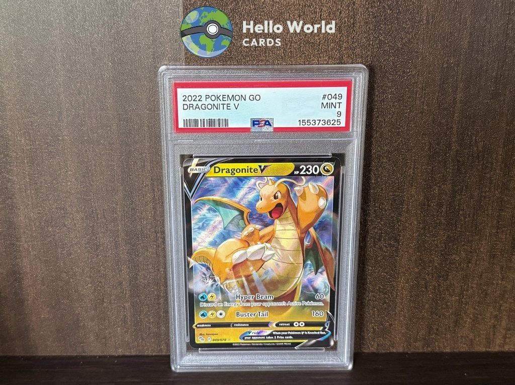 Dragonite V Full Art 049/078 - PSA 9 - Pokemon GO, Ophalen of Verzenden, Zo goed als nieuw, Losse kaart, Foil