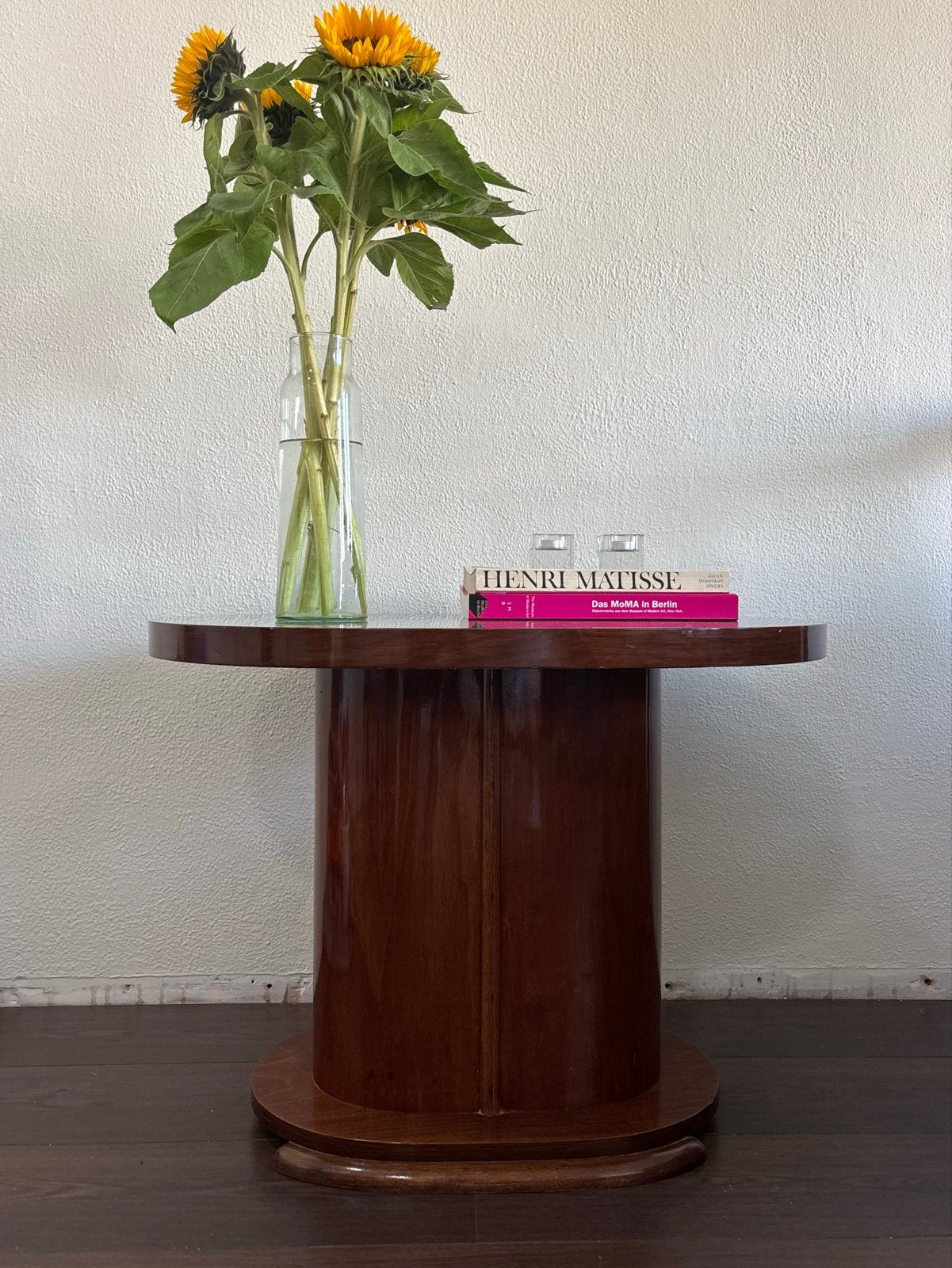 Art Deco Ovale Mahonie Salontafel/Bijzettafel, Ophalen, Gebruikt, Ovaal, Hout