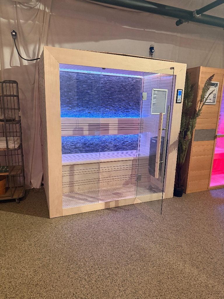 Binnensauna Mirage Black Stone | SHOWROOMMODEL, Sport en Fitness, Sauna, Ophalen, Zo goed als nieuw, Fins of Traditioneel, Complete sauna