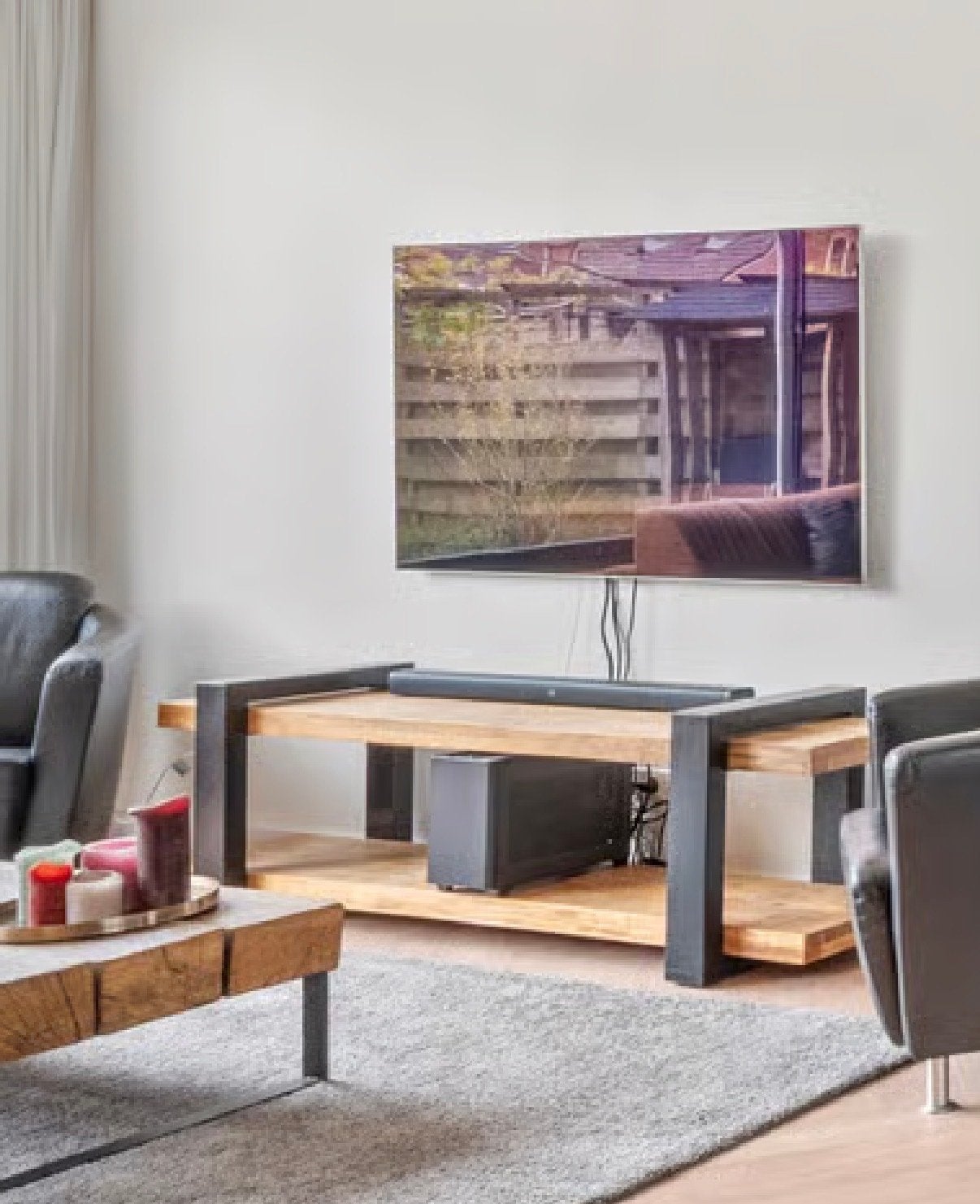 Mango-houten tv-meubel, Ophalen, Gebruikt, 200 cm of meer, 150 tot 200 cm