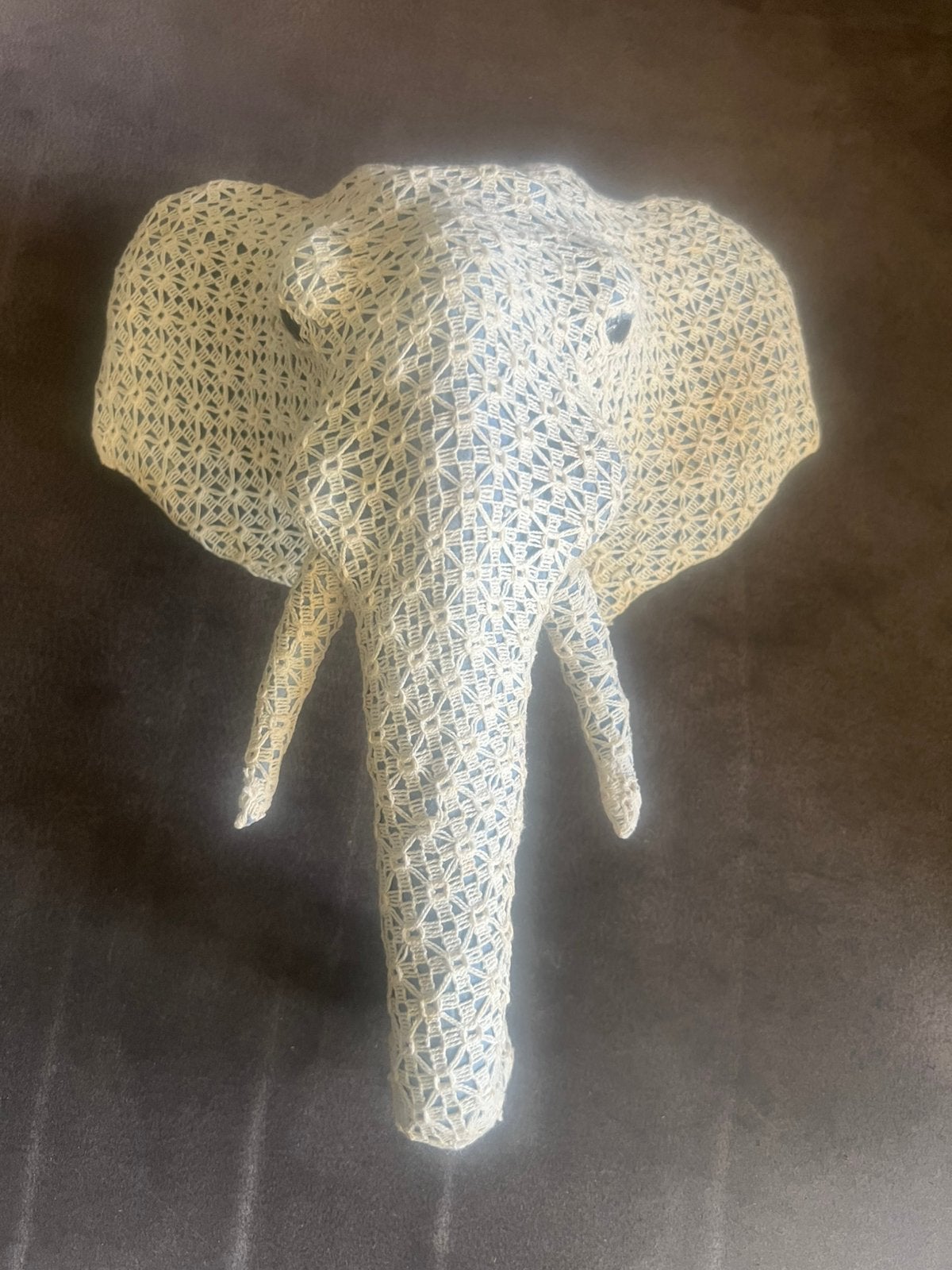 Vintage Witte Olifant Kunststof met Kant bekleed Wanddecor., Huis en Inrichting, Wandsculptuur, Vintage, Ophalen of Verzenden