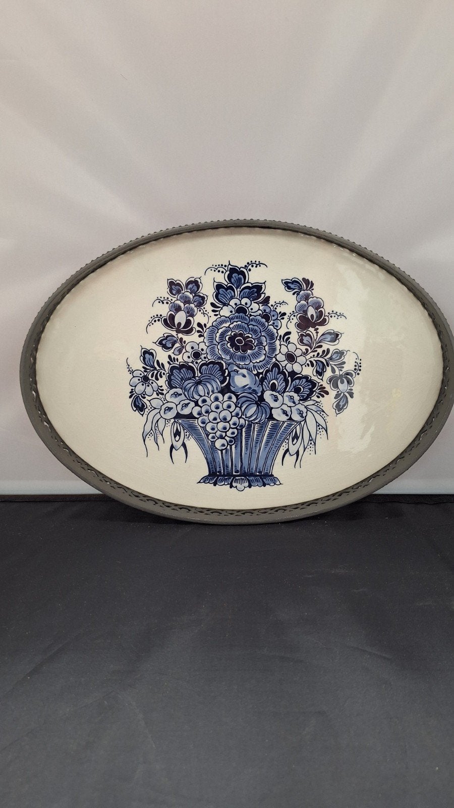 Delfts Blauw Ovale Schaal met Bloemenmotief, Ophalen of Verzenden