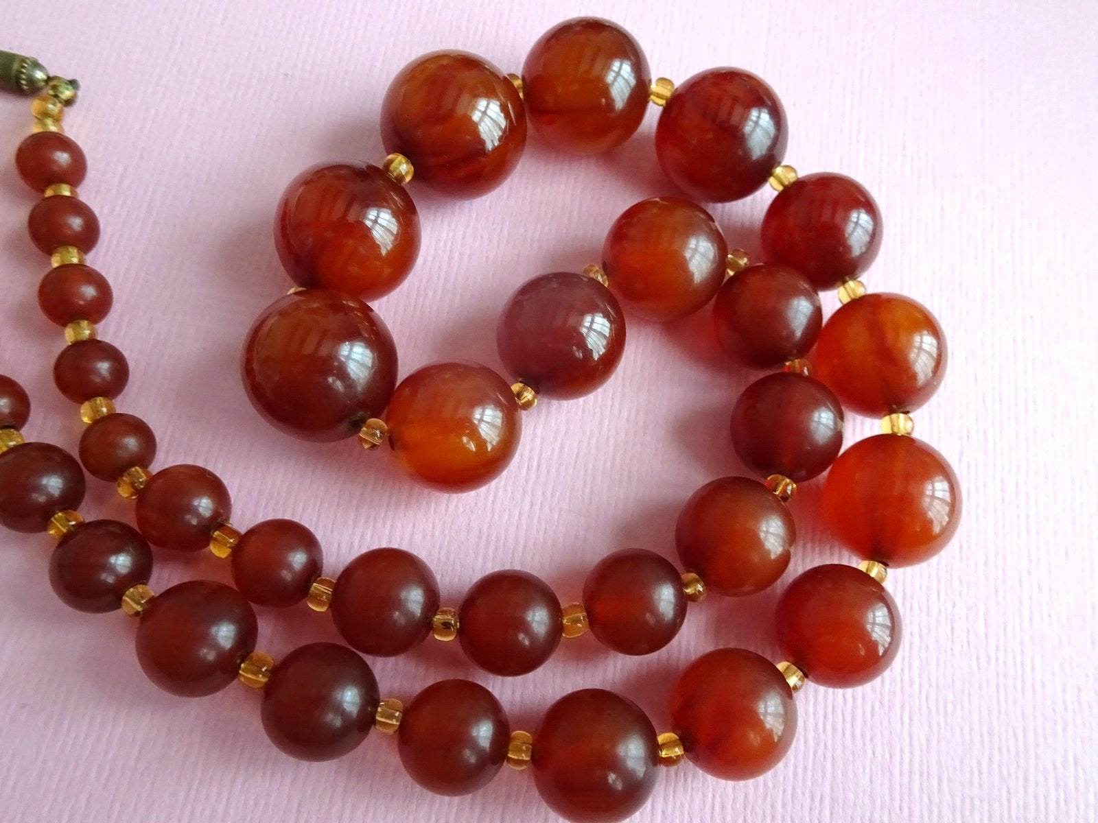 jwg Art Deco amber Bakeliet kralen ketting vintage antiek, Verzenden, Overige materialen, Ketting
