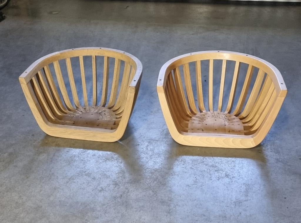 Set kuipstoelen zonder onderstel, Huis en Inrichting, Stoelen, Ophalen, Scandinavisch design, Twee, Bruin