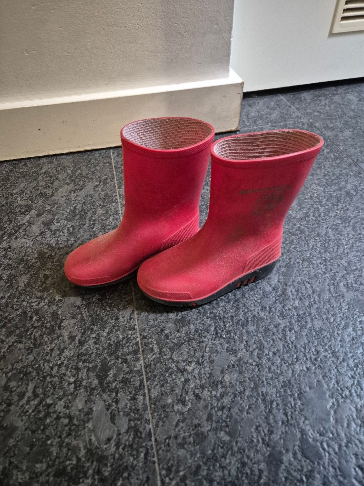 Rode dunlop kinder regenlaarzen - Maat 25, Ophalen of Verzenden, Gebruikt, Onbekend, Jongen of Meisje
