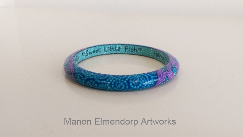 Unieke Dunne Handbeschilderde Houten Armband Visjes Nieuw, Meerkleurig, Hout, Ophalen of Verzenden, Overige typen